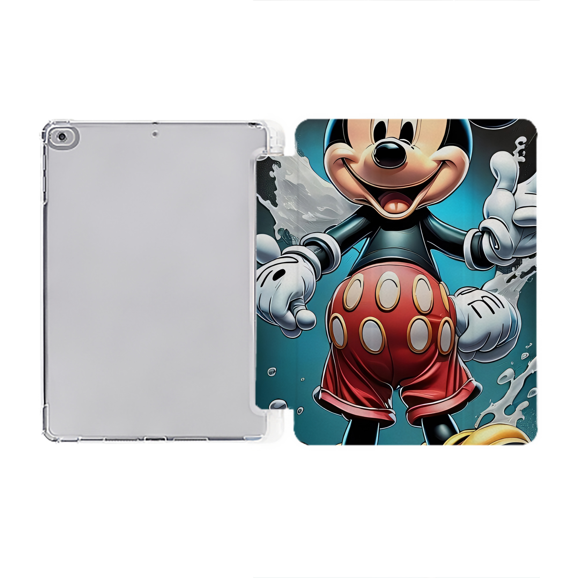 ミッキーマウス Mickey Mouse IPad ケース ペン収納付き 三つ折りスタンド PUレザー×シリコン 対応機種9.5/10.5/10.9インチ